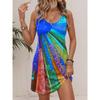 Summer New Women's Dress Retro Colorful Creative Pattern 3D Printing Loose Casual Vacation Round Neck Sleeveless Vest Dress