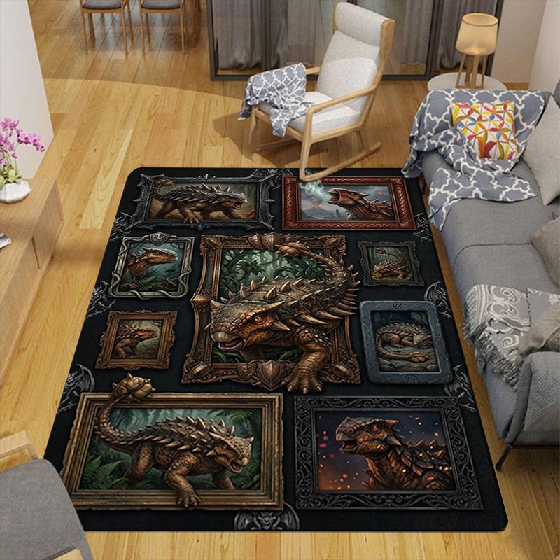 Prehistoric Creatures Pattern Rug Floor Mat for Living Room or Bedroom Soft and Comfortable Carpet a Gift for Birthday and Holiday.