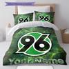 Hannover 96 Bettwäsche mit individuellem Namensmuster, Steppdecken-Set, Bettbezug, Kissenbezug, Heim-Geburtstagsgeschenk(1 Bettbezug + 2 Kissenbezüge, ohne Füllung)