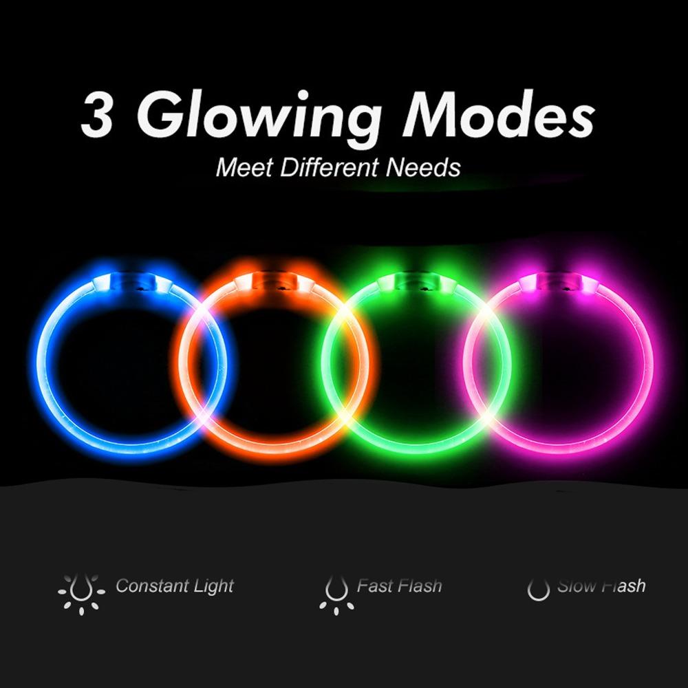 USB Charging Pet Collar Tube Shape LED Collar Bright Light Dog Necklace  Dog Walking