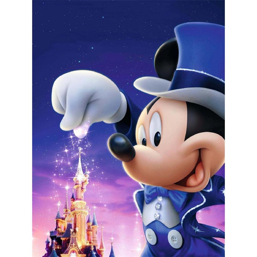 

Disney Diamond Painting Magician Mickey Mouse Themed Artwork Cartoon 5D Diamond Cross Stitch Mosaic Home Decor Gift Round 20x30cm
