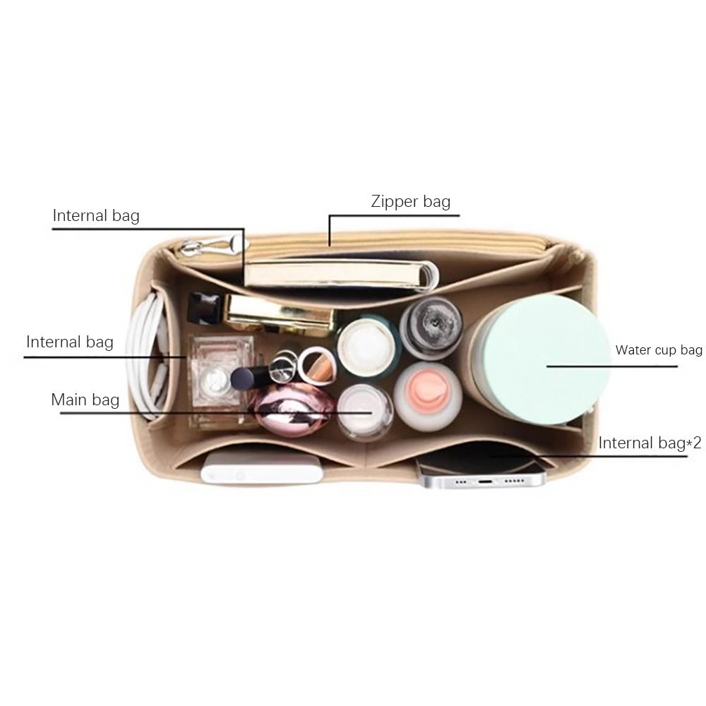 Simple Felt Handbag Insert Bag Multi-Pocket Bag Support Purse Liner Travel Portable Internal Bag for Birkin25/30/35