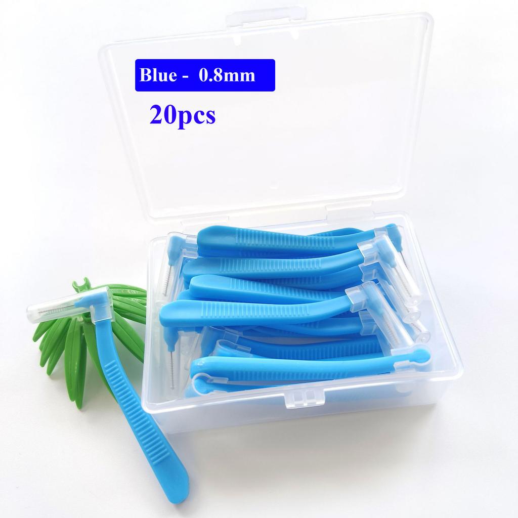 20Pcs L Shape 0.6-1.2Mm Interdental Brush With Box Orthodontic Dental Tool Teeth Cleaning Toothpick Oral Hygiene Dental Flosser
