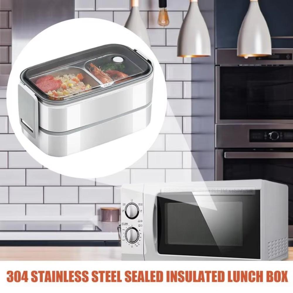 Compartments Food Container Microwavable Food Storage Box Portable 2 Layer Lunch Box  Worker