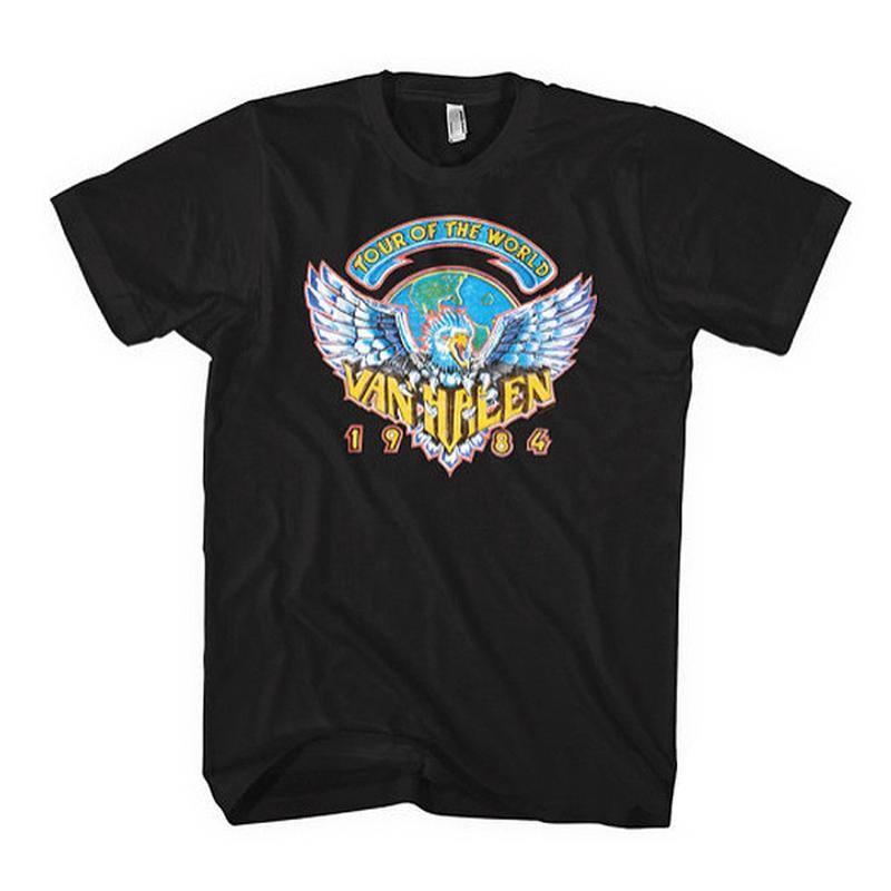 

VAN HALEN Tour Of The World 1984 T-shirt Licensed 100% Cotton Mens Tee New Unisex T-Shirt S