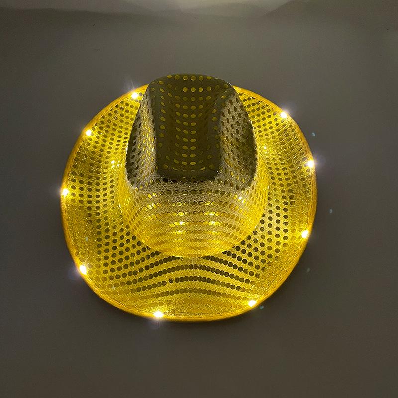 Vierfarbiger LED-Leuchtcowboyhut für Bühne & Halloween-Party