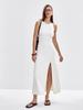 2026 Fall Winter Women Long Sweater Dress Elegant Slit Bodycon Sleeveless Tank Dress Versatile Knit Midi Dress