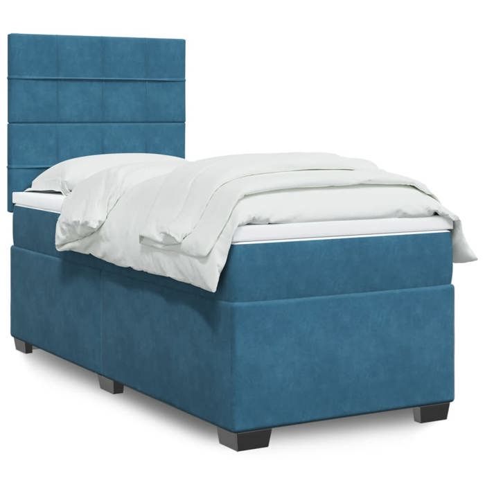 Maison Exclusive - Sommier à lattes de lit avec matelas bleu 90x200 cm velours