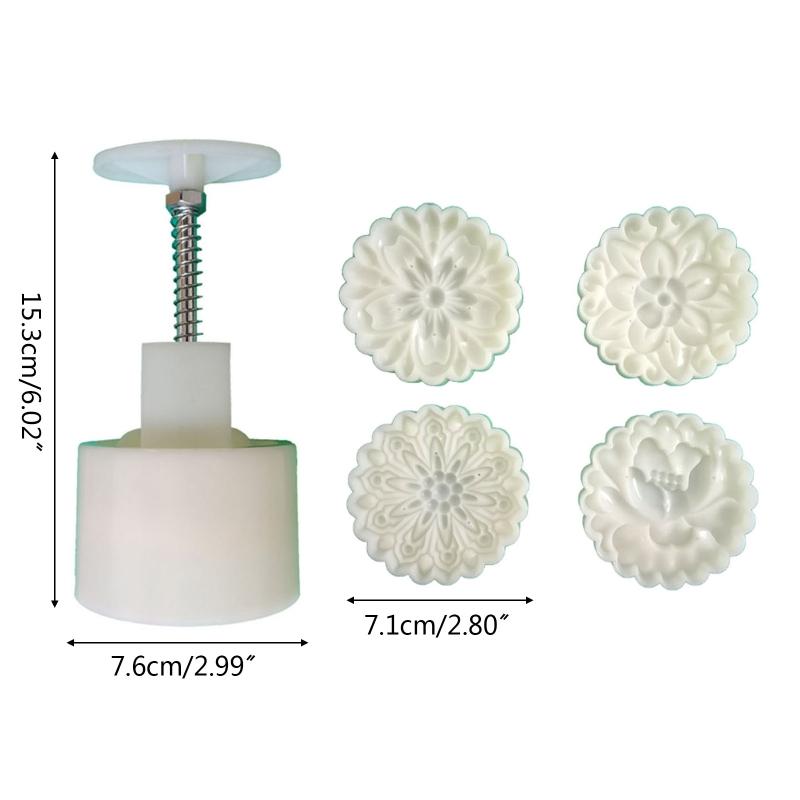 125g Cute Flower Shape Pastry Moulds Mooncake Mold Mooncake Mould Hand Pressure Tool Plastic Material Baking Accessories