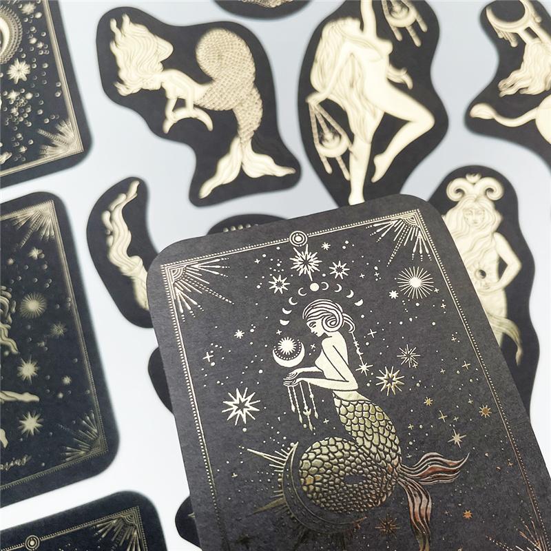 40 Sheets Per Pack Retro Constellation Tarot Card Gold Stickers Label Decoration DIY Diary Student Stationery Material Decorative Stickers