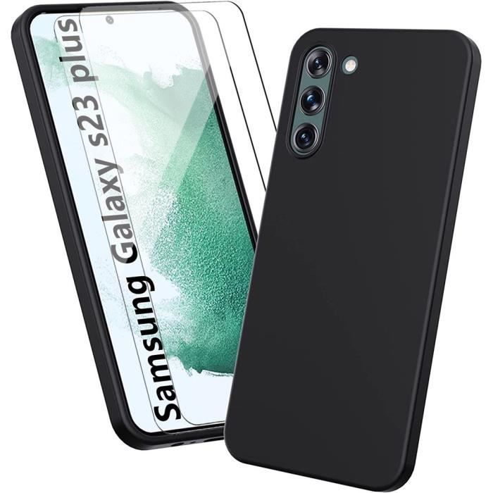 Coque de protection - BOOLING - Samsung Galaxy S23 Plus - Antichoc - Souple - Noir avec 2 Verres Trempés