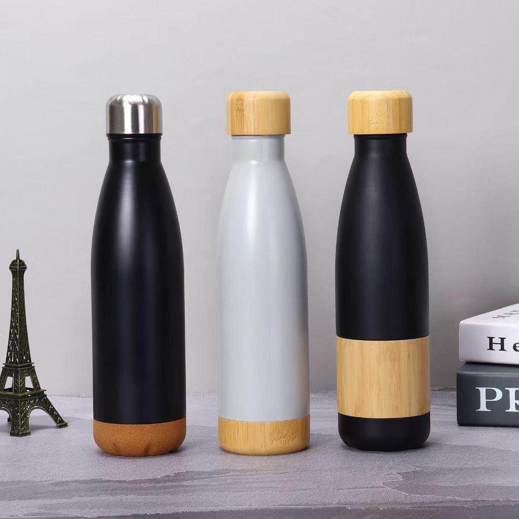 304 Stainless Steel Bamboo Lid Insulated Sports Bottle for Outdoor/Cycling