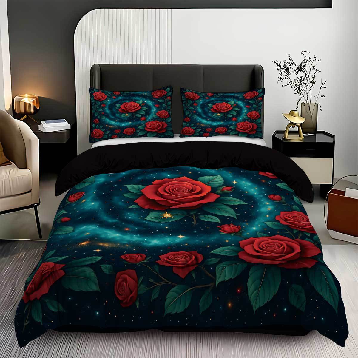 

Direct Sales Sunflower Bedding Three-Piece Digital Printing Rose Quilt Cover Flower Quilt Cover 135x200cm