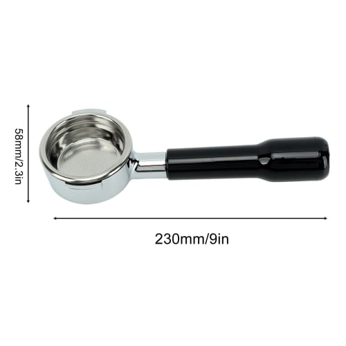 Xuuyuu 58mm Coffee Bottomless Portafilter with Removable Filter Basket for Expobar, Rocket, Faema, and Rancilio (Black)