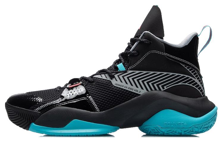 Li Ning Power 7 V2 Basketball Shoes Men s High Top Black/Blue ABPR009-2 39.5