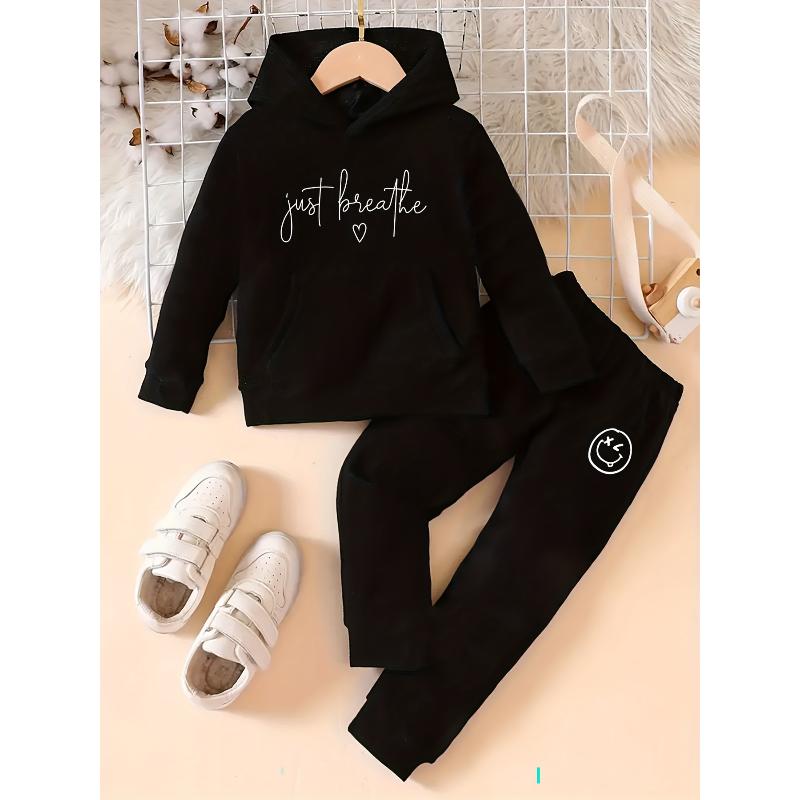 

Polyester Sweatshirt and Knit Pants 2 Piece Outfit Women s Lightweight Casual Lounge Tracksuit L чорний