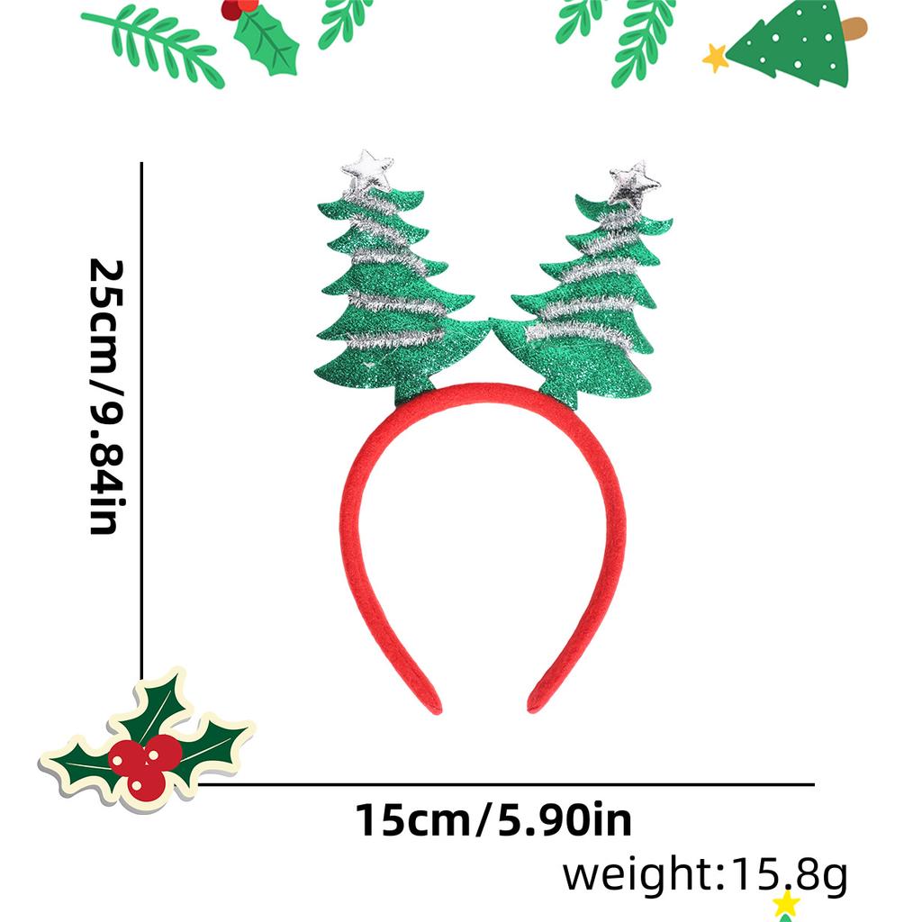 Deer Antlers Headband Long-Lasting Snowman Headband Christmas Tree Headband Glittering For Adult Christmas Parties