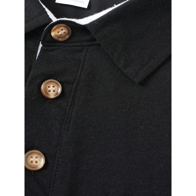 Men's Color Block Button Down Collar Short Sleeve Polo Shirt.