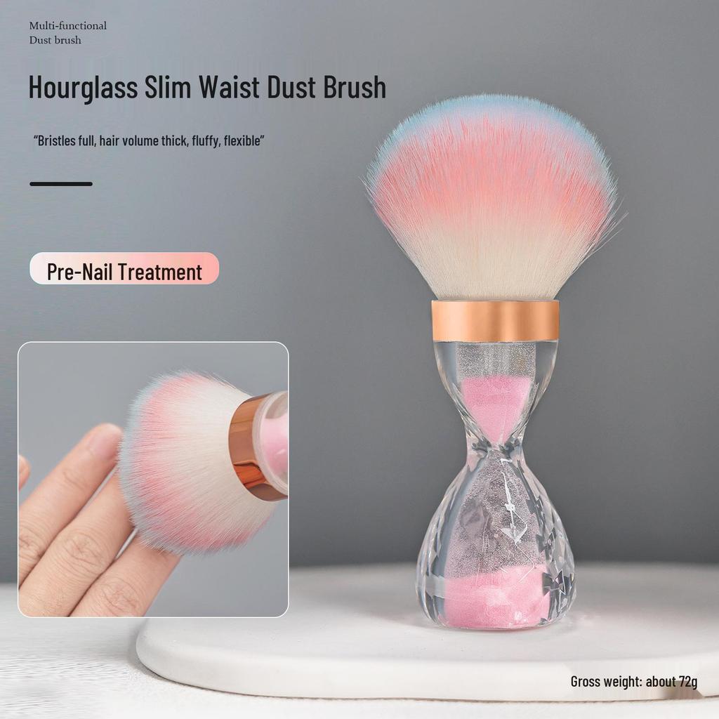 Large Single Nail Dust Brush with Fluffy Bristles - High-Footed Wine Glass Design for Blush Setting and Nail Art.