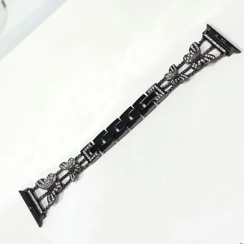 

Ремешок для часов, металлический ремешок для Apple Watch, ремешок Ultra, 4 мм, 45 мм, 40 мм, 41 мм, 49 мм, блестящая цепочка-браслет-бабочка для iWatch Series 9, 8, 7, 6, 5 SE 4, 3 42mm 44mm 45mm 49mm