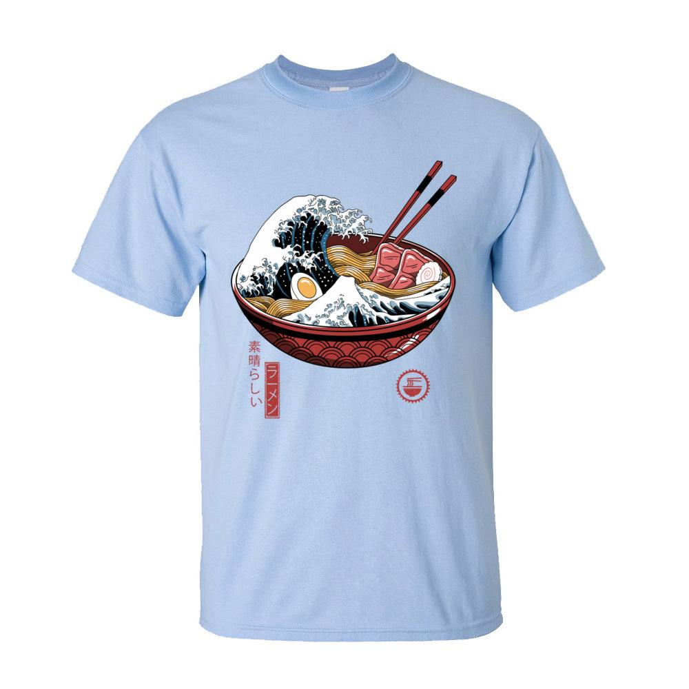 Printen Geweldige Ramen Golf Wit T-shirt voor Mannen Klassieke Japan Stijl Ronde Hals 100% Katoen Korte Mouw T-shirt Noedel T-shirts