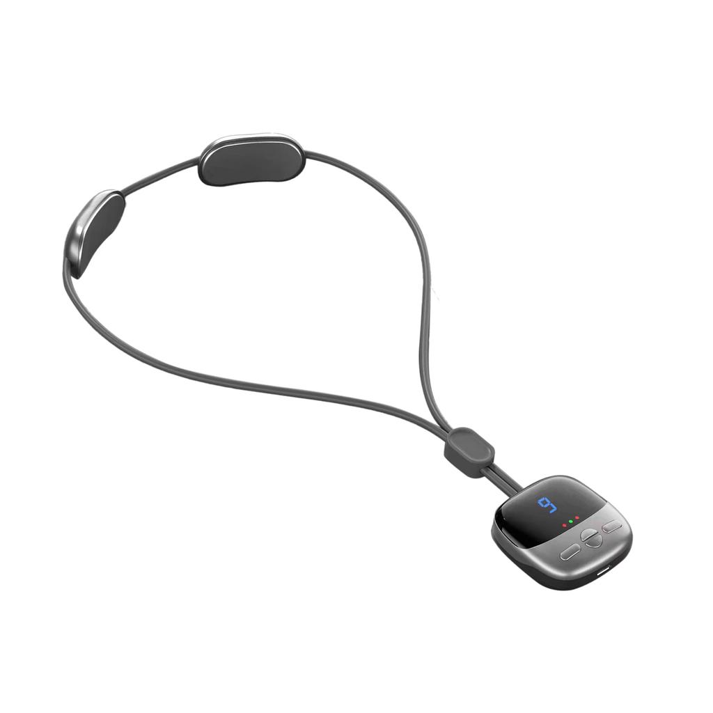 Mini Necklace Neck Massager 4 Modes 9 Strength 3 Gears Hot Compress Dual Pulse Smart Pendant Massager Grey