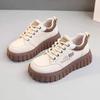Women's Chunky Platform Sneakers Breathable PU Leather Anti-Slip Sport Walking Shoes for Women Casual Outdoor Comfortable Lace-up Tennis Sneakers