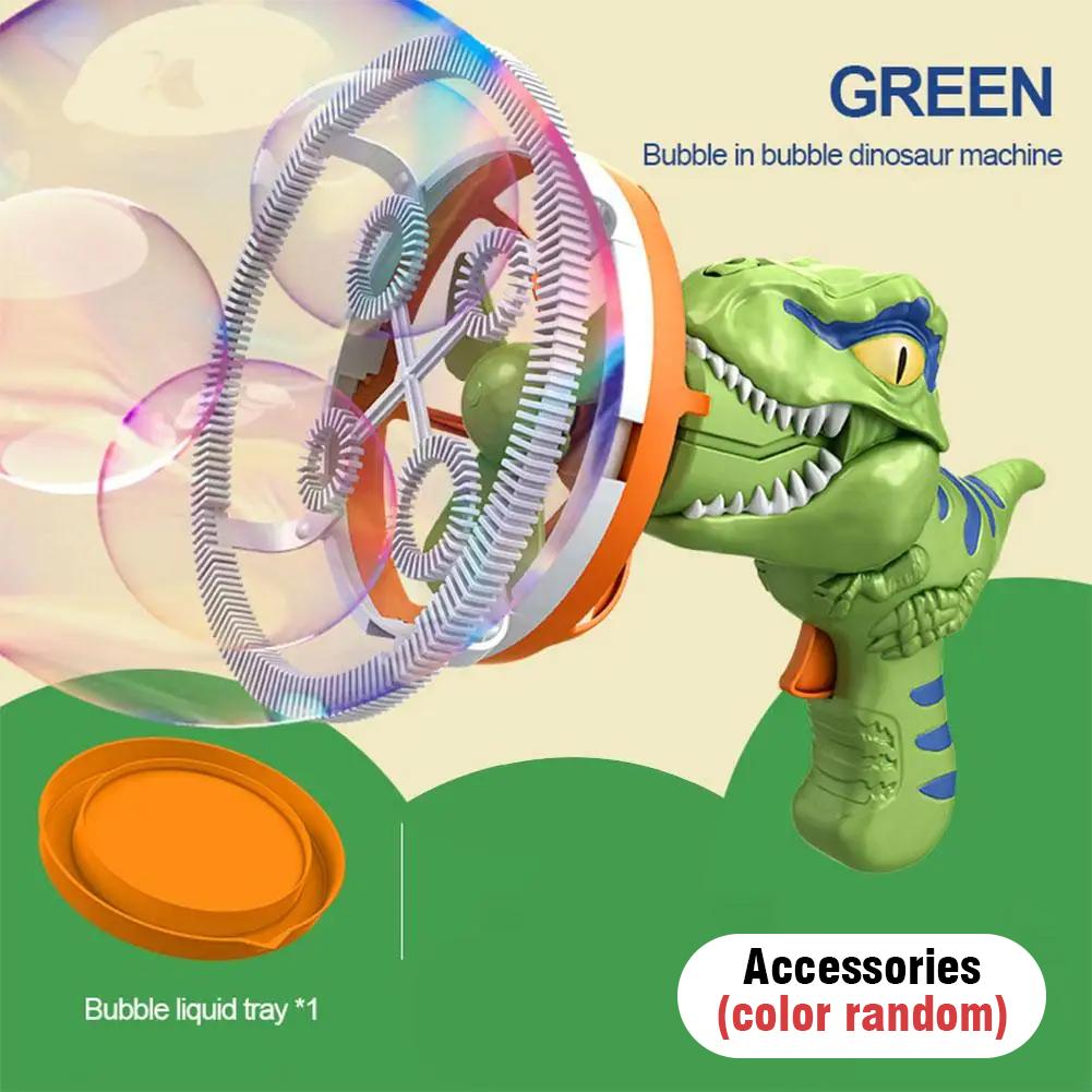 Automatic Dinosaur Bubble Gun Electric Soap Bubble Blowing Hand-Held Fan Soap Machine Outdoor Kid Toy Children Birthday Gift
