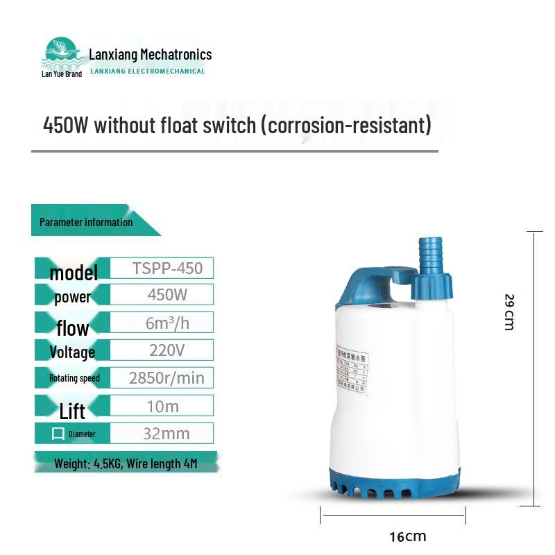 Pompă submersibilă silențioasă compactă, rezistentă la acizi și alcali, rezistentă la coroziune, cu înălțime mare de pompare și aspirație inferioară