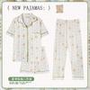 Bear pajamas women's summer short-sleeved shorts and trousers three-piece set women's loungewear can be worn outside