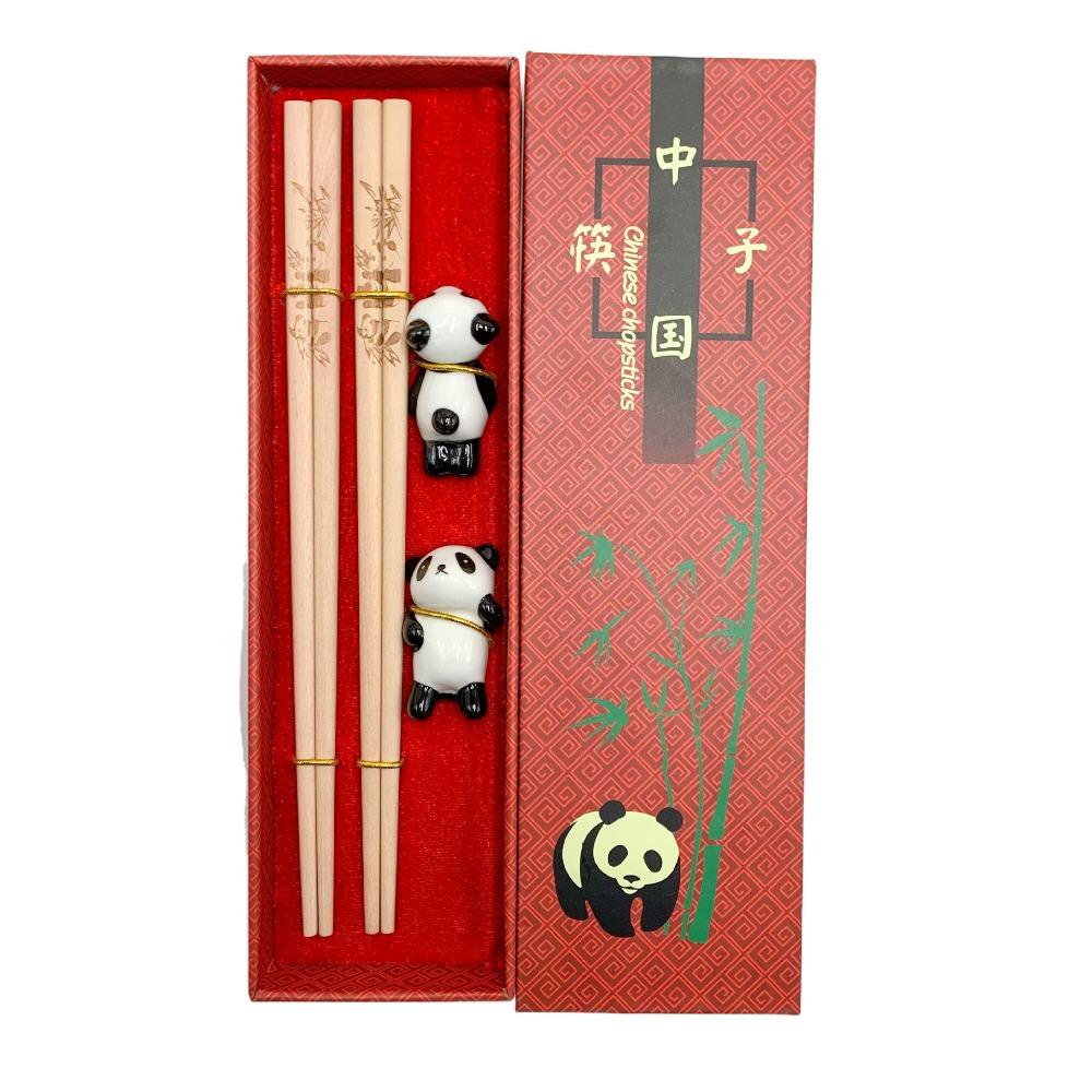 2 Pair With Chopstick Rest Panda Chopsticks Gift Set Non-slip Sushi Chopsticks  Noodle