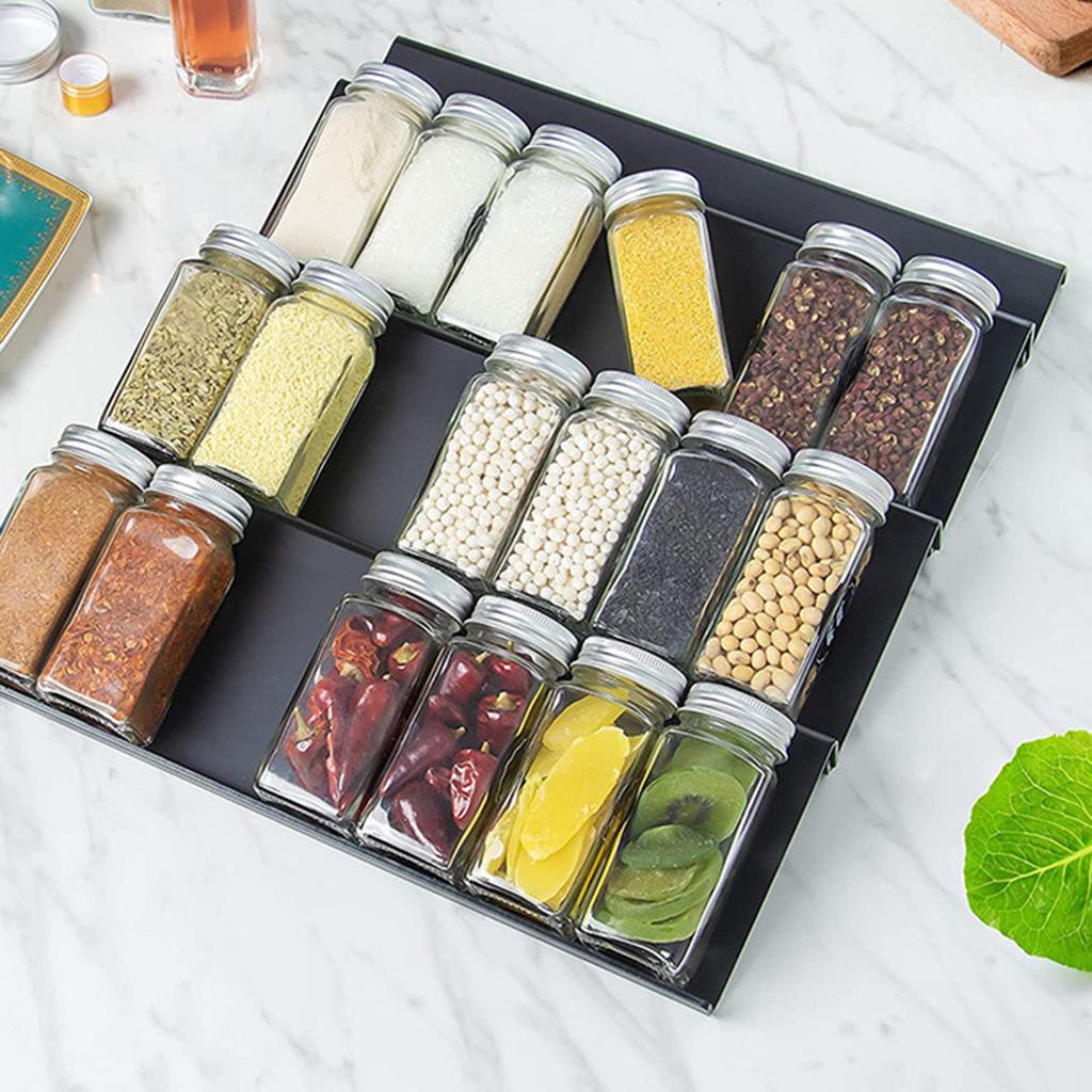 Organizer do szuflady na przyprawy domowe 4-poziomowy stojak na przyprawy taca organizer na przyprawy rozszerzalny organizer na przyprawy do sypialni kuchni