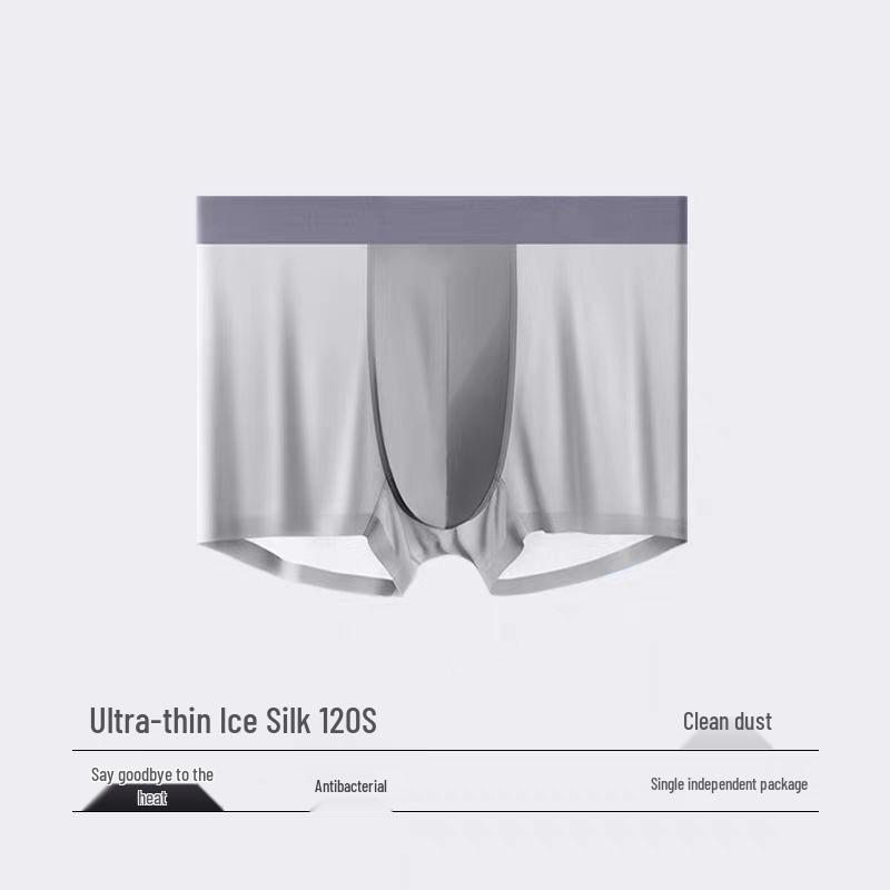 Men's Plus Size Quick-Dry Ice Silk Boxer Briefs - Summer Antibacterial and Breathable.