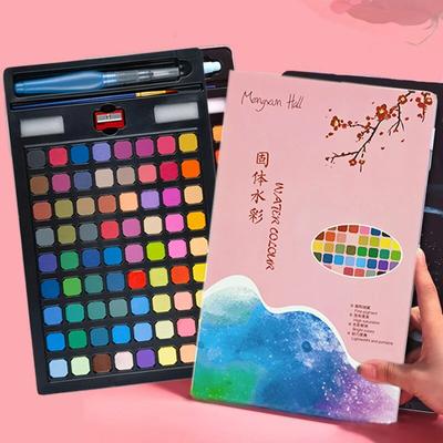 Ensemble de peinture à l'aquarelle avec pinceau, ensemble de dessin Portable à pigments solides pour artiste, papeterie cadeau, fournitures d'art