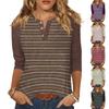 Women's T Shirt Print Button 3/4 Sleeve Daily Weekend Fashion Basic V- Neck Regular Top