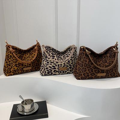Herbst Winter Neue Große Kapazität Damen Taschen Mode Leopard Print Tote Premium Textur Vielseitig Pendeln Schulter Achselhöhlen