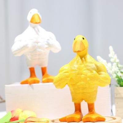 Muscle Duck Figurine Magnetischer Schlüsselhalter Buff Duck Statue Skulptur Harz Tiermodell Spielzeug Home Office Desktop Dekoration Ornament