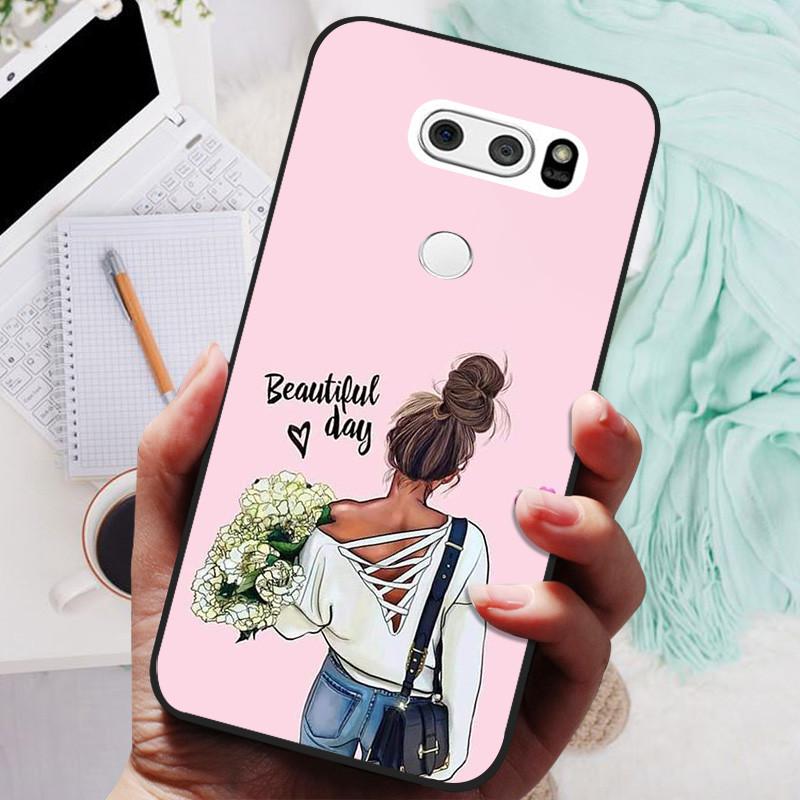 Para LG V30 V30+ Funda Gato Lindo Pintado Trasera para Teléfono Para LG V35 V30S Thinq Funda Silicona Suave Para LGV30 V30 Plus Fundas Coques