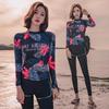 Women's Three-Piece Swimsuit: Long-Sleeve, Flat-Leg Design to Slim and Cover. Ideal for Small Busts, Perfect for Hot Springs.