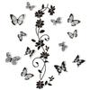 Creative 3D Butterfly Wall Sticker Black Flowers Vine Strips Living Room Background Room Wall Sticker Dark Style Home Decoration