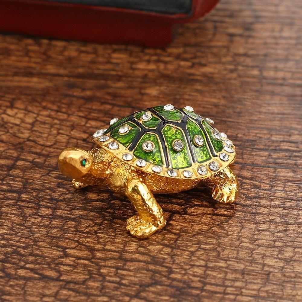 Decorative Turtle Jewelry Box Retro Metal Turtle Ornament Vintage Storage Case Gift Box