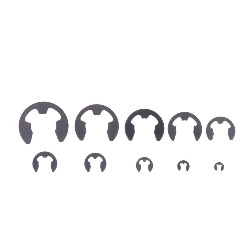 120PCS Black Stainless Steel Retaining Circlip Set Snap Ring E-Clip Washer Assortment For Shaft Fastener M1.5-M10