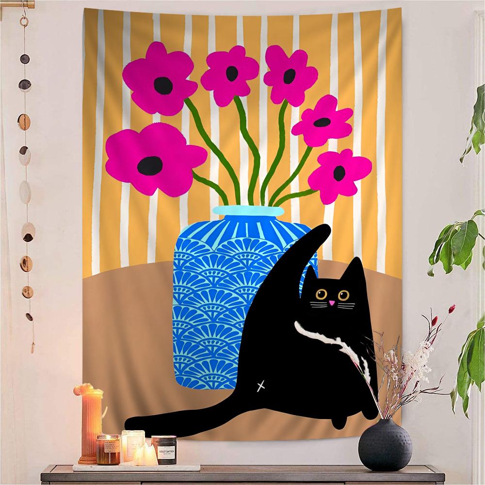 Wild Leopard Tiger Vase Flower Girl Power Printed Large Wall Tapestry Indian Buddha Decoration Bohemian Hippie Wall Art Decor