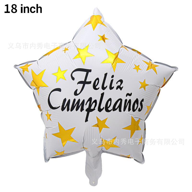 18 Inch Spanish Happy Birthday Round Aluminum Film Balloon Spanish Birthday Party Decoration Balloon