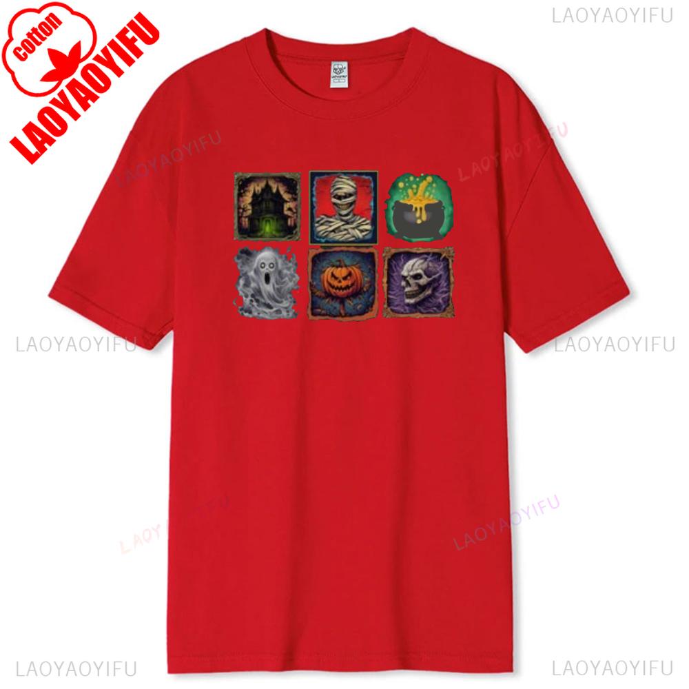 Demonic Halloween Graphic Tee Spooky Gothic Skeleton Shirt Horror Movie Vintage Tshirt Soft Cotton Unisex Streetwear Costume