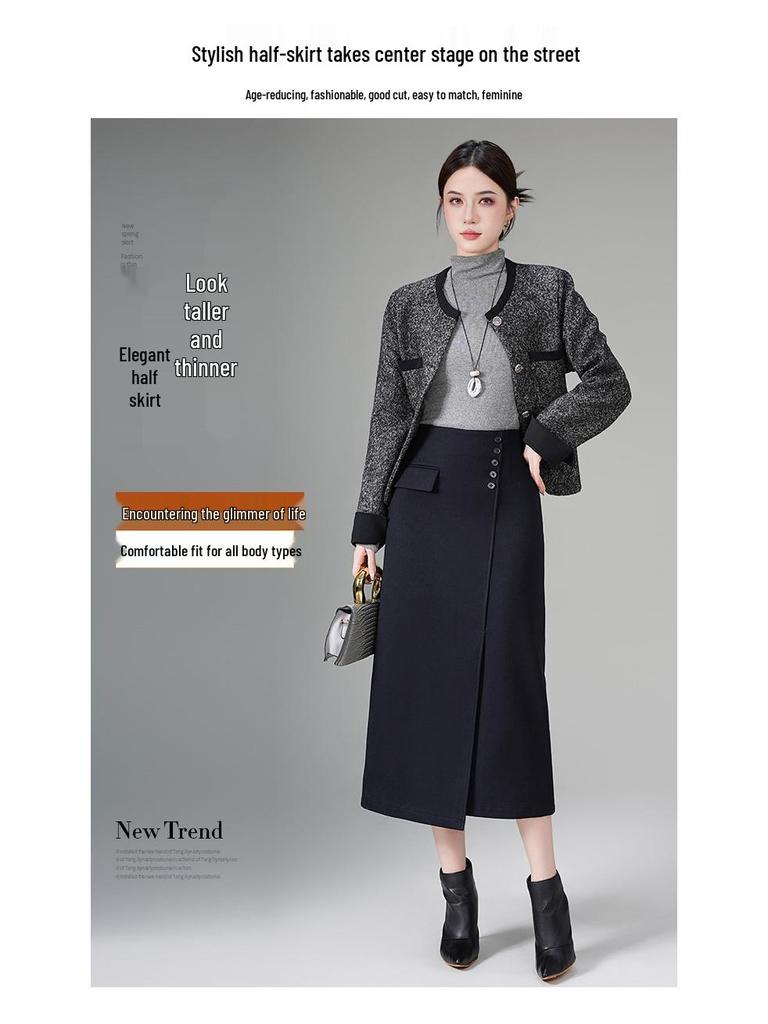 Women's 2026 High-Waisted Irregular Midi Skirt - Slimming Professional Fit
