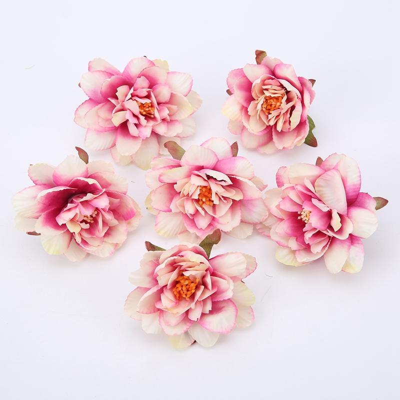 5Pcs Artificial Flowers 7.5cm Fake Flowers Heads for Home Room Dceor Garden Wedding Marriage Decoration Garland Gifts Accessory