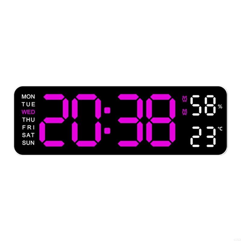 62KD Large Digital Wall Clock 9Inch LED Alarm Clock Big Screen Calendar Temperature