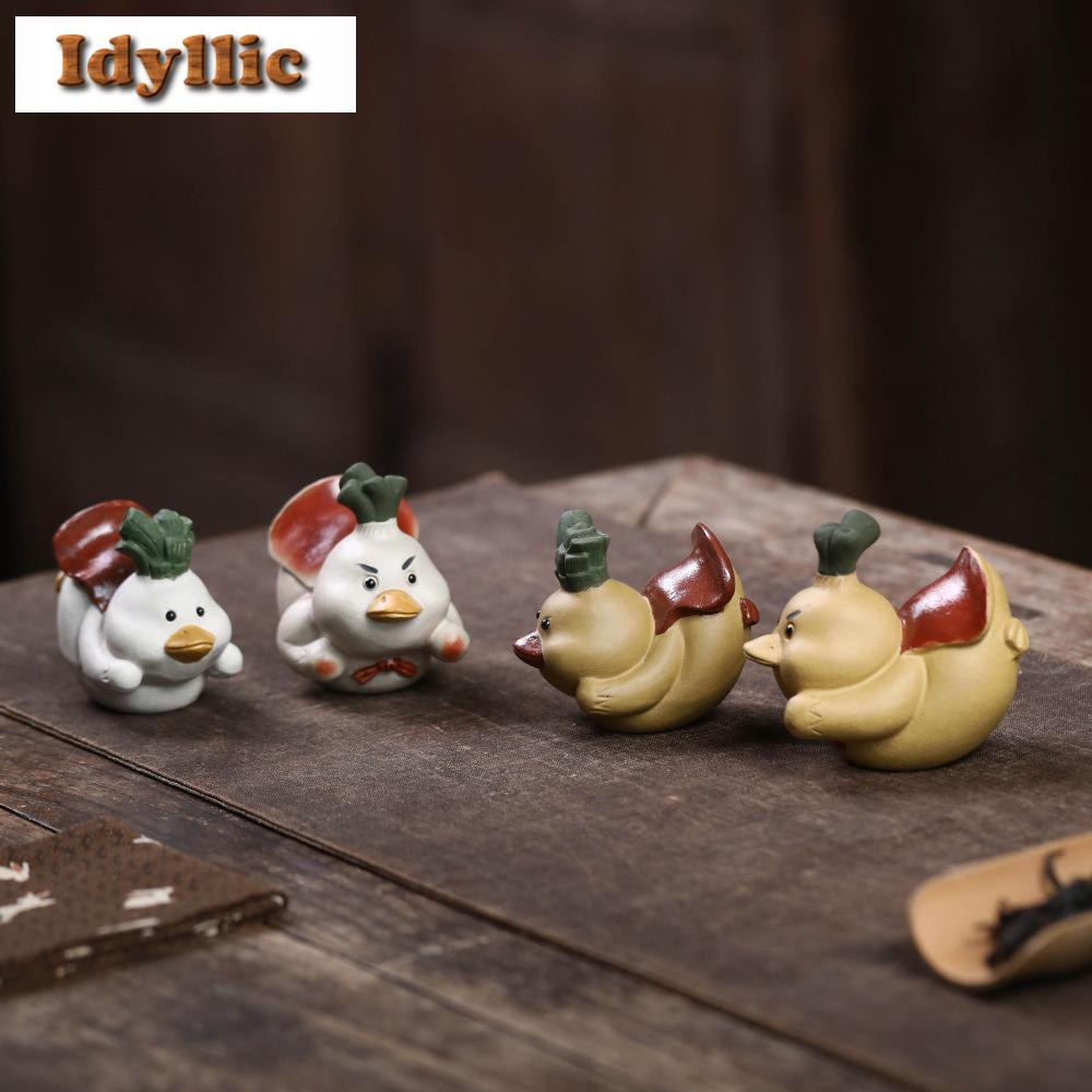 Yixing Zisha Charge Little Yellow Duck Tea Pet Retro Exquisite Miniatures Tea Figurine Play Toys Tea Statue Ornaments Tea Items