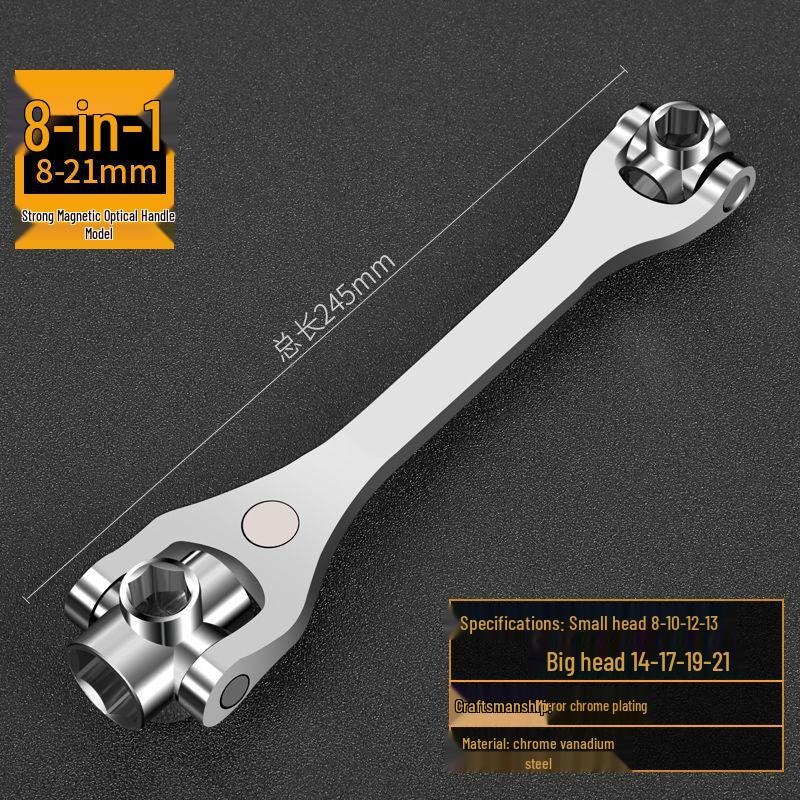 Universal verstellbarer 8-in-1 Mehrkopf-Steckschlüssel im deutschen Stil